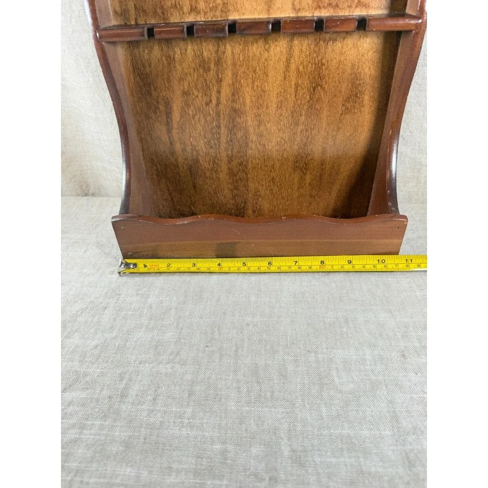 Vintage Scalloped Wood Spoon Display Rack, 12 Slot Wall Organizer